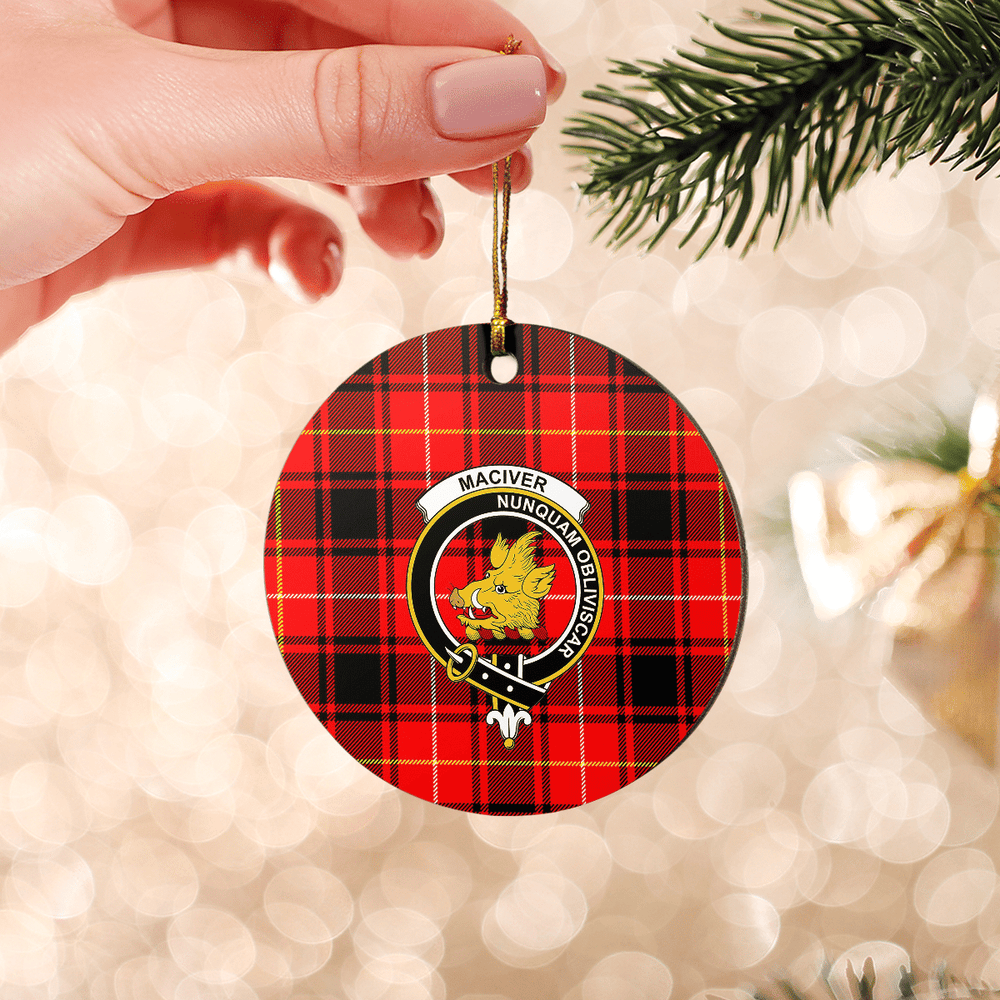 Clan MacIver Modern Tartan Crest Round Ceramic Ornament AN38 MacIver Modern Tartan Tartan Christmas