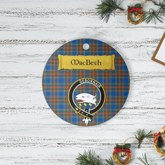 Clan MacBeth Ancient Tartan Crest Round Ceramic Ornament GO24 MacBeth Ancient Tartan Tartan Christmas