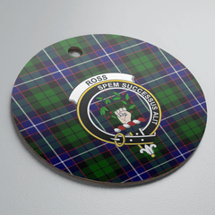 Clan Russell Modern Tartan Crest Round Ceramic Ornament QX19 Russell Modern Tartan Tartan Christmas