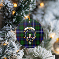 Clan Russell Modern Tartan Crest Round Ceramic Ornament QX19 Russell Modern Tartan Tartan Christmas