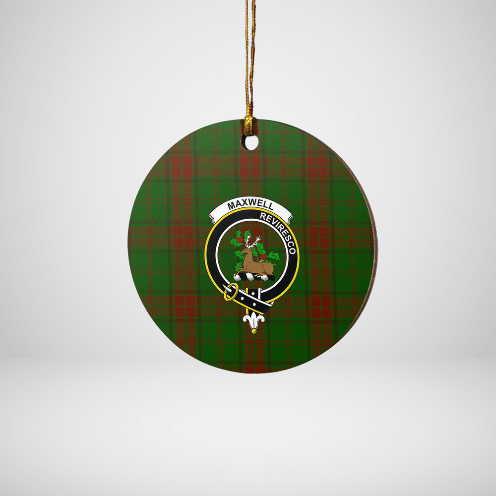 Clan Maxwell Hunting Tartan Crest Round Ceramic Ornament TZ46 Maxwell Hunting Tartan Tartan Christmas