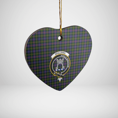Clan Spalding Murray of Atholl Modern Tartan Crest Heart Ceramic Ornament