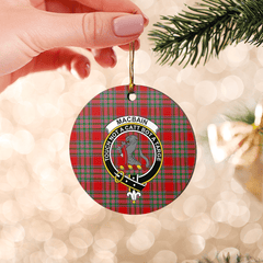 Clan MacBain Tartan Crest Round Ceramic Ornament TD16 MacBain Tartan Tartan Christmas