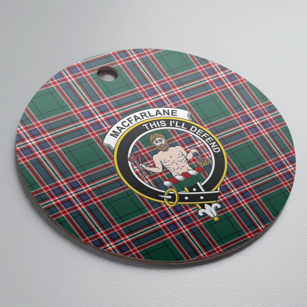 Clan MacFarlane Hunting Modern Tartan Crest Round Ceramic Ornament VM31 MacFarlane Hunting Modern Tartan Tartan Christmas