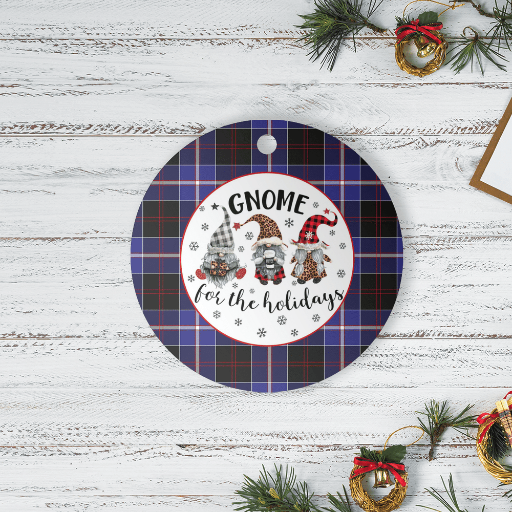 Clan Dunlop Modern Tartan Tartan Crest Gnome Round Ceramic Ornament NT33 Dunlop Modern Tartan Tartan Christmas