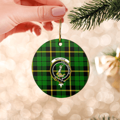 Clan Wallace Hunting Green Tartan Crest Round Ceramic Ornament EU44 Wallace Hunting Green Tartan Tartan Christmas