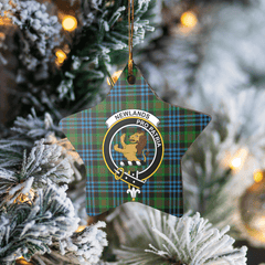 Clan Newlands Tartan Crest Star Ceramic Ornament DK32 Newlands Tartan Tartan Christmas