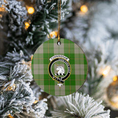 Clan Cunningham Dress Green Dancers Tartan Crest Round Ceramic Ornament WJ84 Cunningham Dress Green Dancers Tartan Tartan Christmas