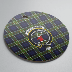 Clan Colquhoun Tartan Crest Round Ceramic Ornament RT32 Colquhoun Tartan Tartan Christmas