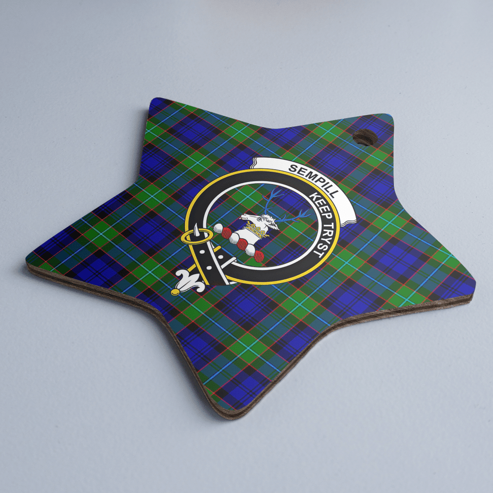 Clan Sempill Modern Tartan Crest Star Ceramic Ornament QX89 Sempill Modern Tartan Tartan Christmas