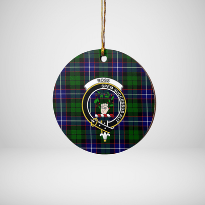 Clan Russell Modern Tartan Crest Round Ceramic Ornament