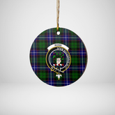 Clan Russell Modern Tartan Crest Round Ceramic Ornament QX19 Russell Modern Tartan Tartan Christmas