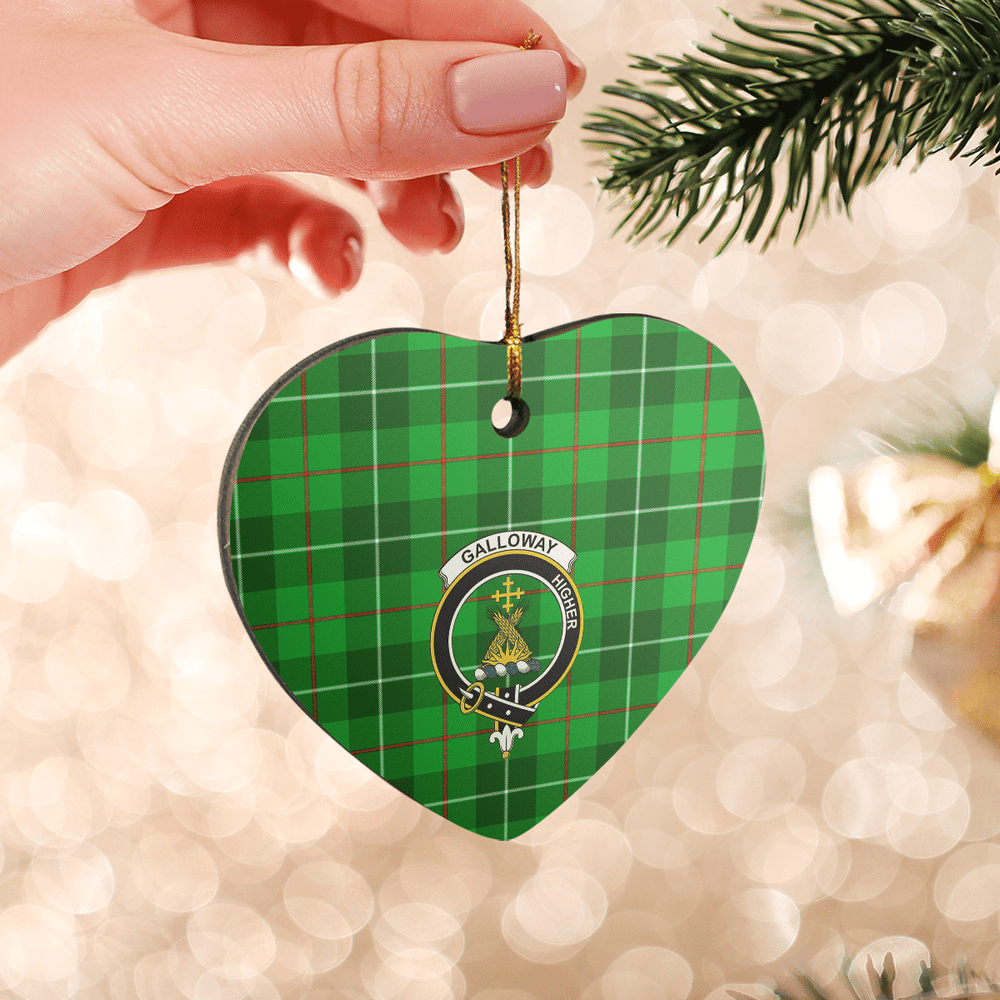 Clan Galloway District Tartan Crest Heart Ceramic Ornament ZW37 Galloway District Tartan Tartan Christmas