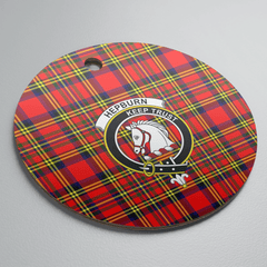 Clan Hepburn Tartan Crest Round Ceramic Ornament OF22 Hepburn Tartan Tartan Christmas
