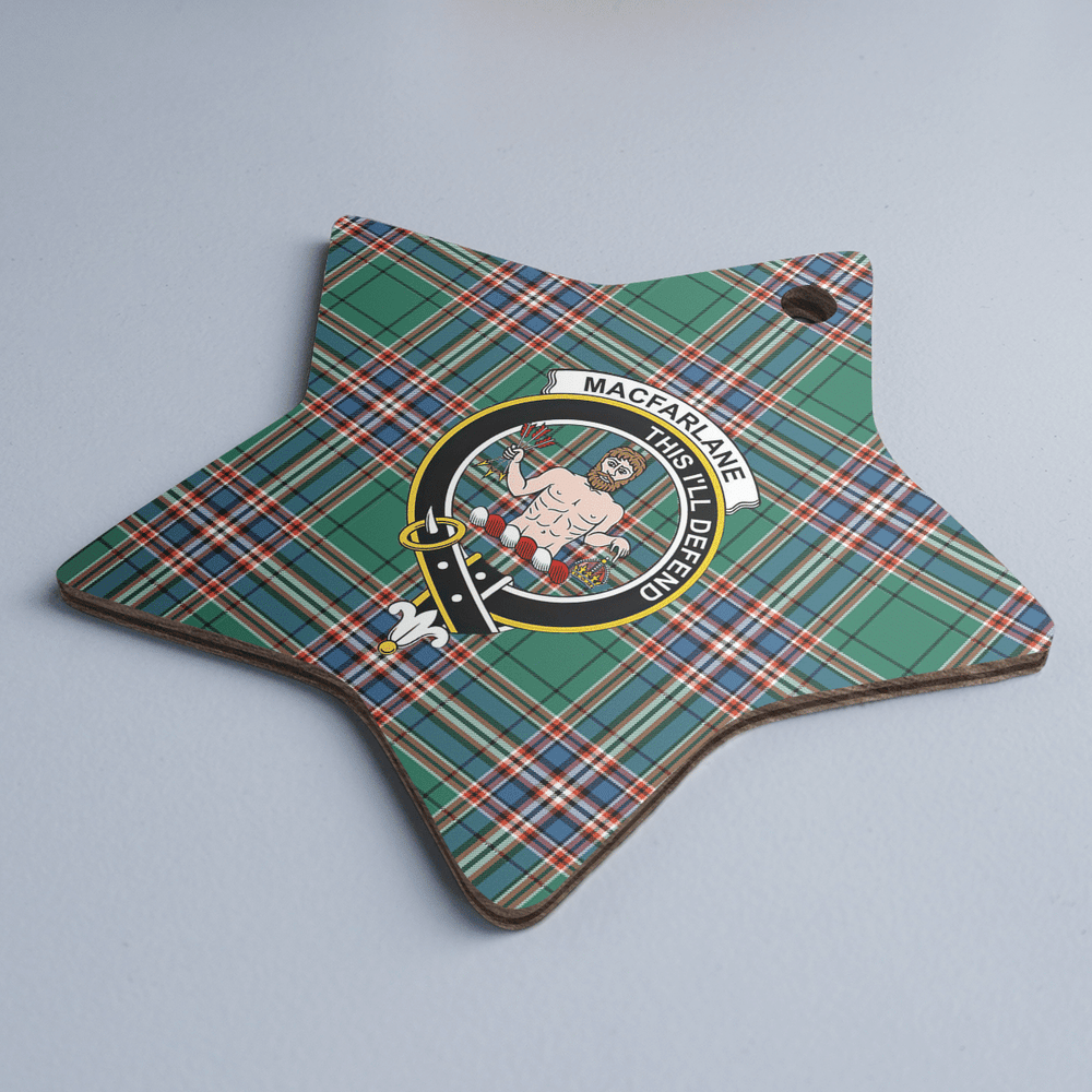 Clan MacFarlane Hunting Ancient Tartan Crest Star Ceramic Ornament KS25 MacFarlane Hunting Ancient Tartan Tartan Christmas