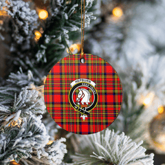 Clan Hepburn Tartan Crest Round Ceramic Ornament OF22 Hepburn Tartan Tartan Christmas
