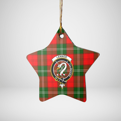 Clan Lennox Modern Tartan Crest Star Ceramic Ornament