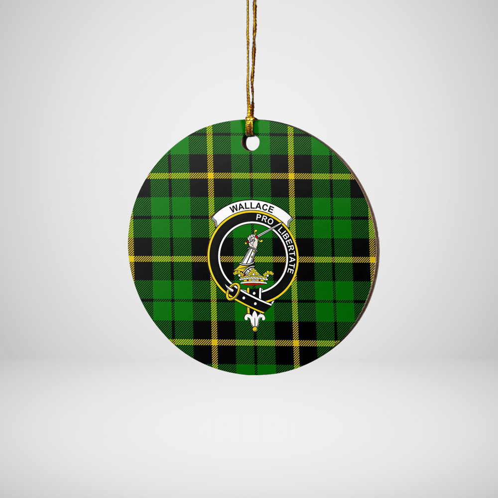 Clan Wallace Hunting Green Tartan Crest Round Ceramic Ornament EU44 Wallace Hunting Green Tartan Tartan Christmas