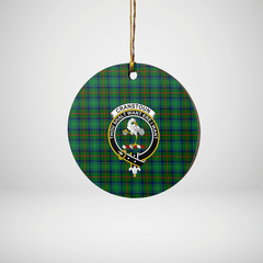 Clan Cranstoun Tartan Crest Round Ceramic Ornament ML33 Cranstoun Tartan Tartan Christmas