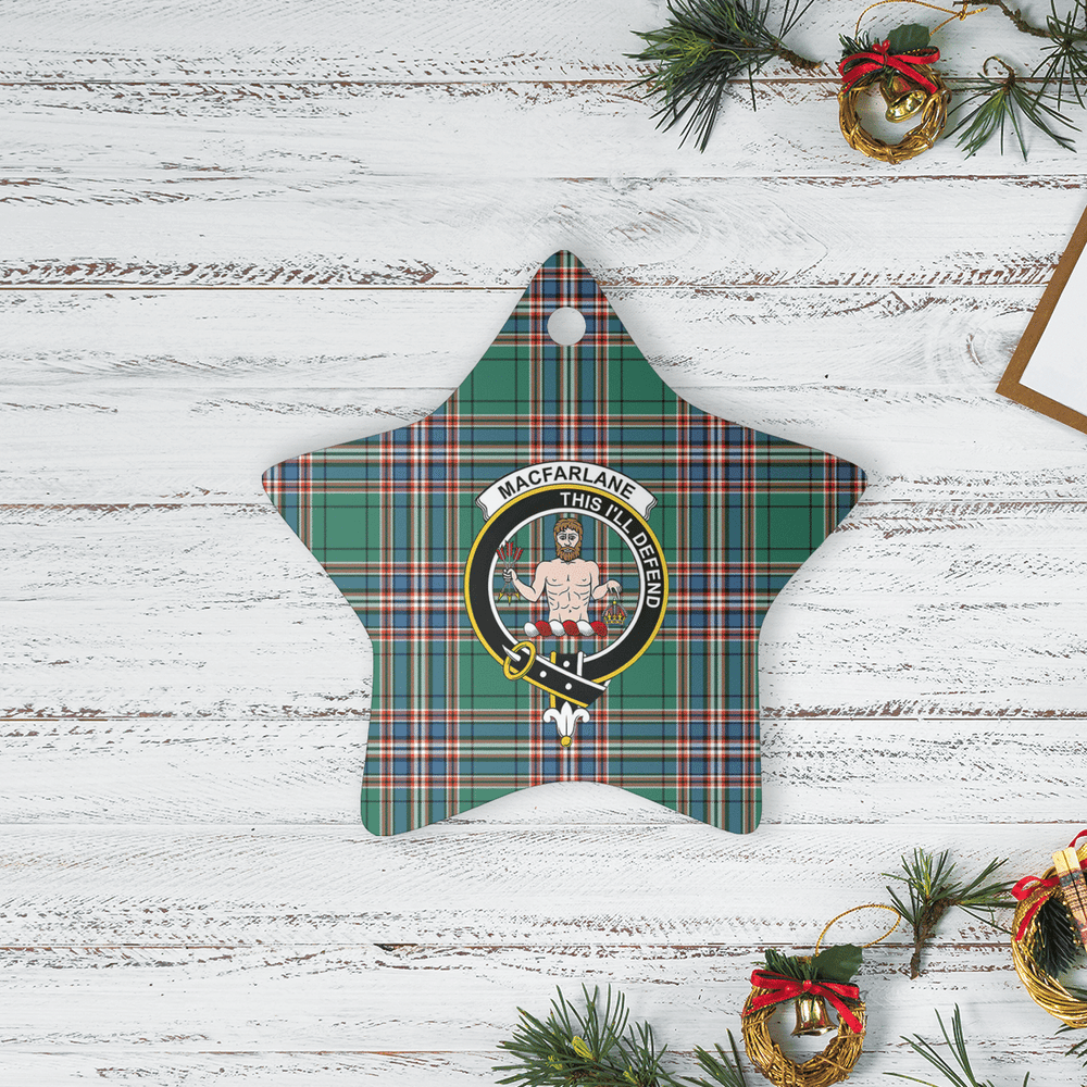 Clan MacFarlane Hunting Ancient Tartan Crest Star Ceramic Ornament KS25 MacFarlane Hunting Ancient Tartan Tartan Christmas