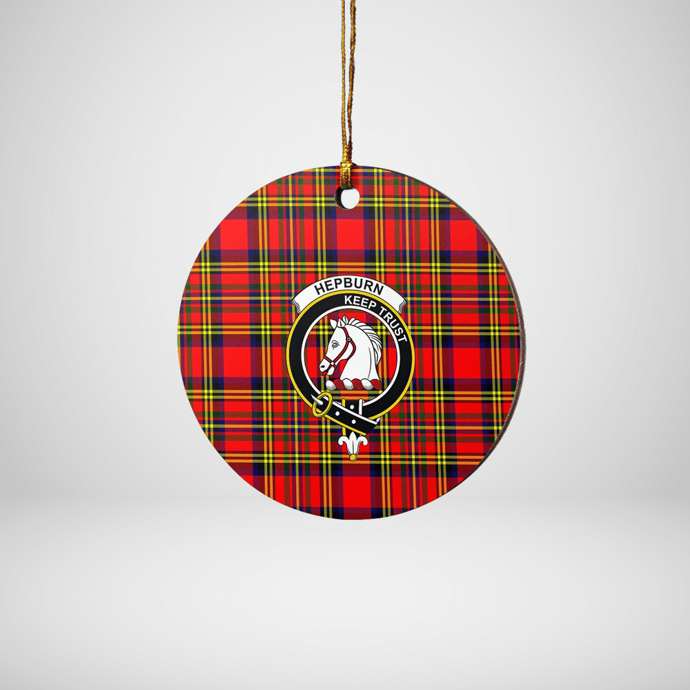 Clan Hepburn Tartan Crest Round Ceramic Ornament OF22 Hepburn Tartan Tartan Christmas