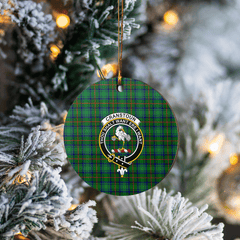 Clan Cranstoun Tartan Crest Round Ceramic Ornament ML33 Cranstoun Tartan Tartan Christmas