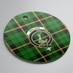 Clan Wallace Hunting Green Tartan Crest Round Ceramic Ornament EU44 Wallace Hunting Green Tartan Tartan Christmas