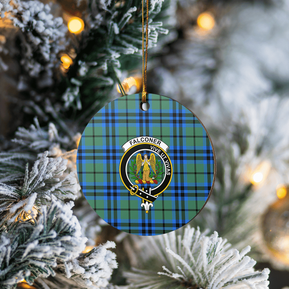 Clan Falconer Tartan Crest Round Ceramic Ornament WT31 Falconer Tartan Tartan Christmas