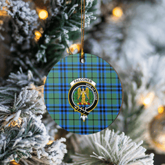 Clan Falconer Tartan Crest Round Ceramic Ornament WT31 Falconer Tartan Tartan Christmas