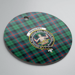 Clan Urquhart Broad Red Ancient Tartan Crest Round Ceramic Ornament FZ40 Urquhart Broad Red Ancient Tartan Tartan Christmas