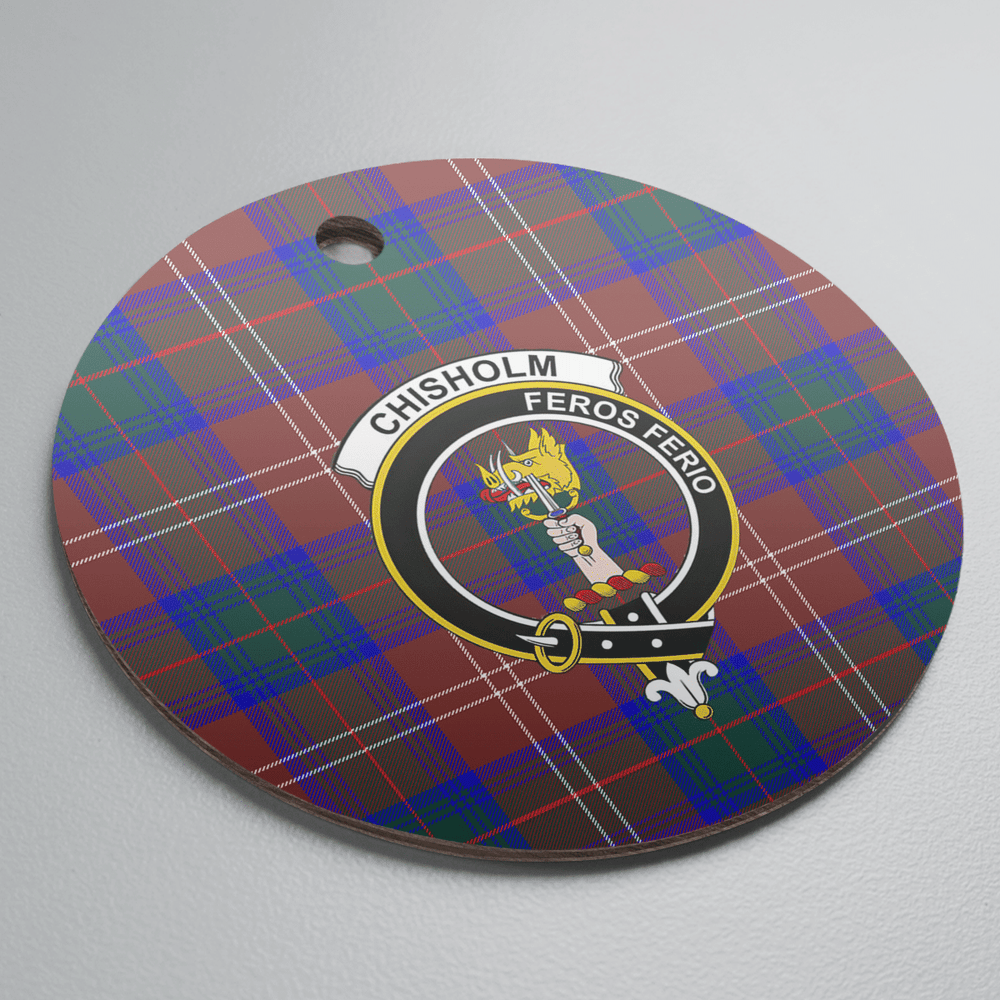 Clan Chisholm Hunting Modern Tartan Crest Round Ceramic Ornament ZA86 Chisholm Hunting Modern Tartan Tartan Christmas