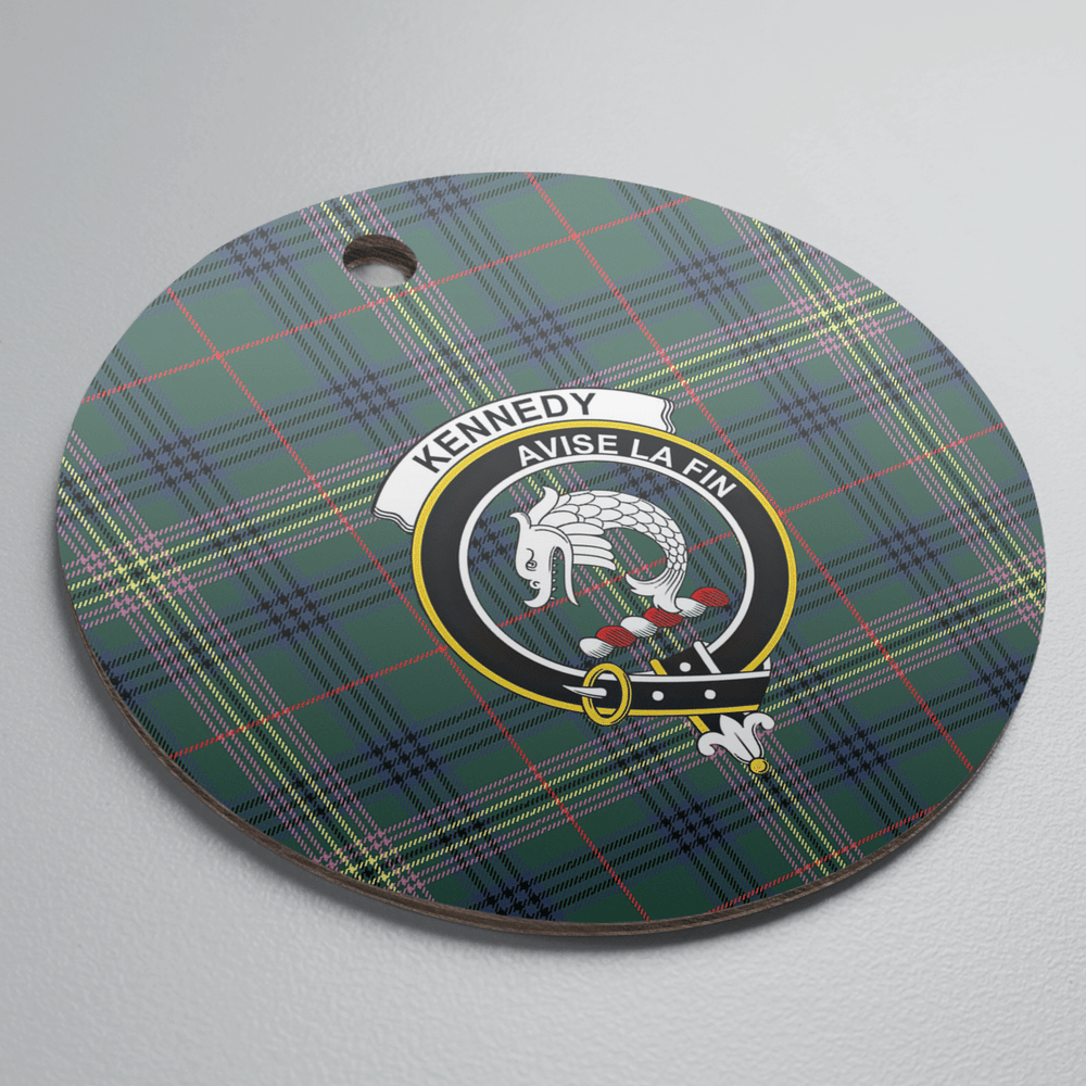 Clan Kennedy Modern Tartan Crest Round Ceramic Ornament XU43 Kennedy Modern Tartan Tartan Christmas