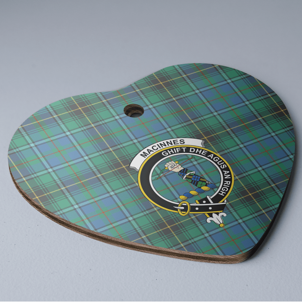 Clan MacInnes Ancient Tartan Crest Heart Ceramic Ornament ET23 MacInnes Ancient Tartan Tartan Christmas