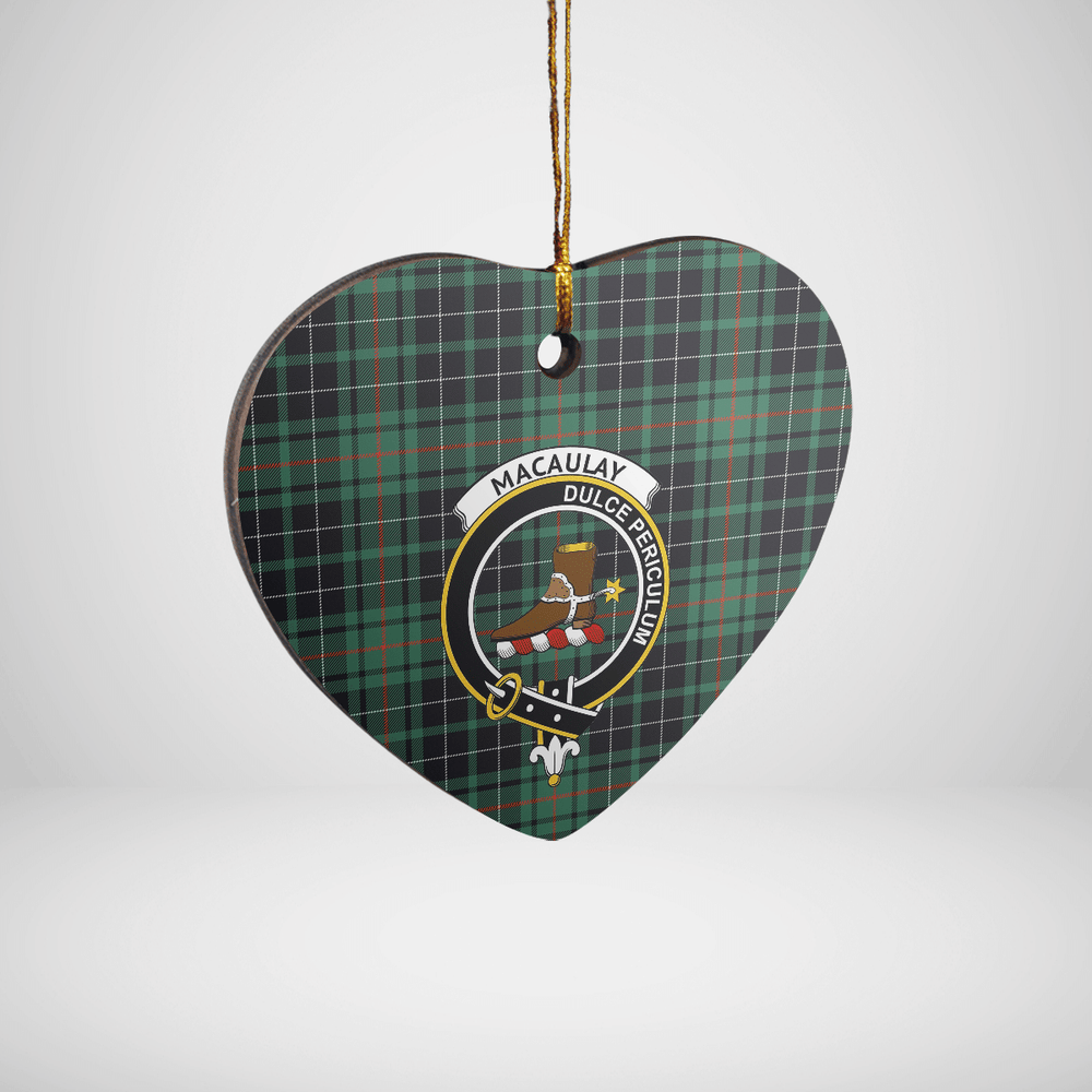Clan MacAulay Hunting Ancient Tartan Crest Heart Ceramic Ornament ZU63 MacAulay Hunting Ancient Tartan Tartan Christmas