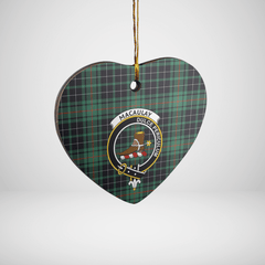 Clan MacAulay Hunting Ancient Tartan Crest Heart Ceramic Ornament ZU63 MacAulay Hunting Ancient Tartan Tartan Christmas