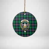 Clan Urquhart Broad Red Ancient Tartan Crest Round Ceramic Ornament FZ40 Urquhart Broad Red Ancient Tartan Tartan Christmas