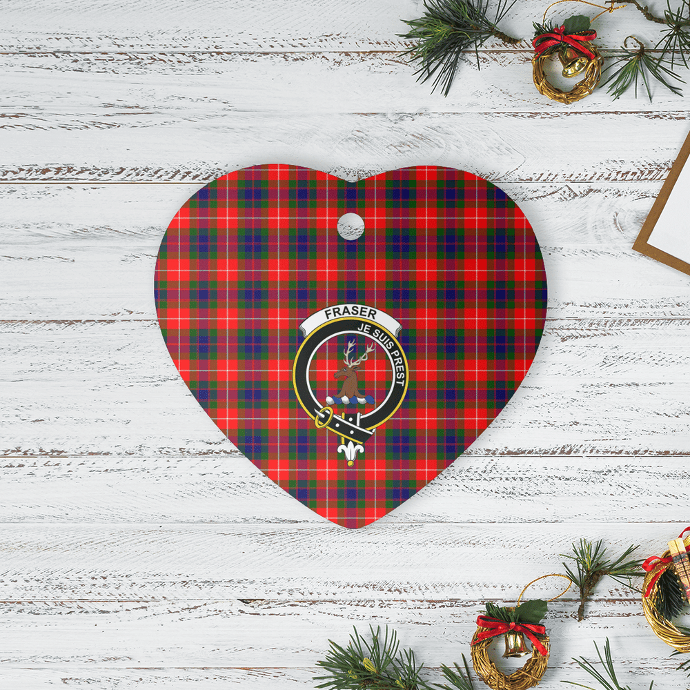 Clan Fraser Lovat Modern Tartan Crest Heart Ceramic Ornament QV15 Fraser Lovat Modern Tartan Tartan Christmas