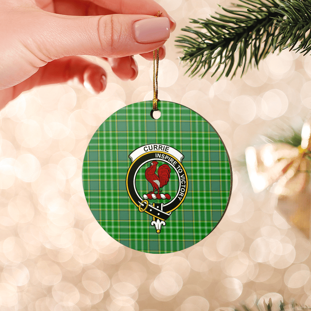 Clan Currie Tartan Crest Round Ceramic Ornament NP37 Currie Tartan Tartan Christmas