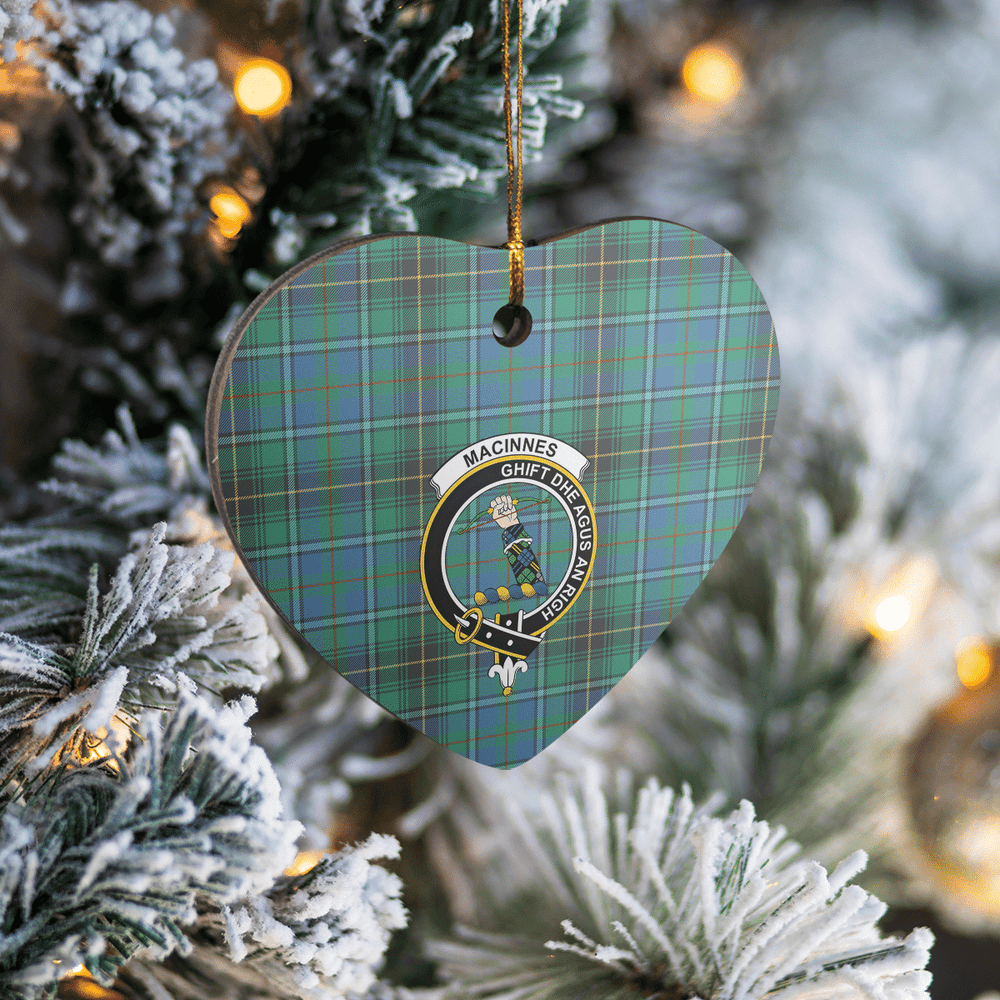 Clan MacInnes Ancient Tartan Crest Heart Ceramic Ornament ET23 MacInnes Ancient Tartan Tartan Christmas