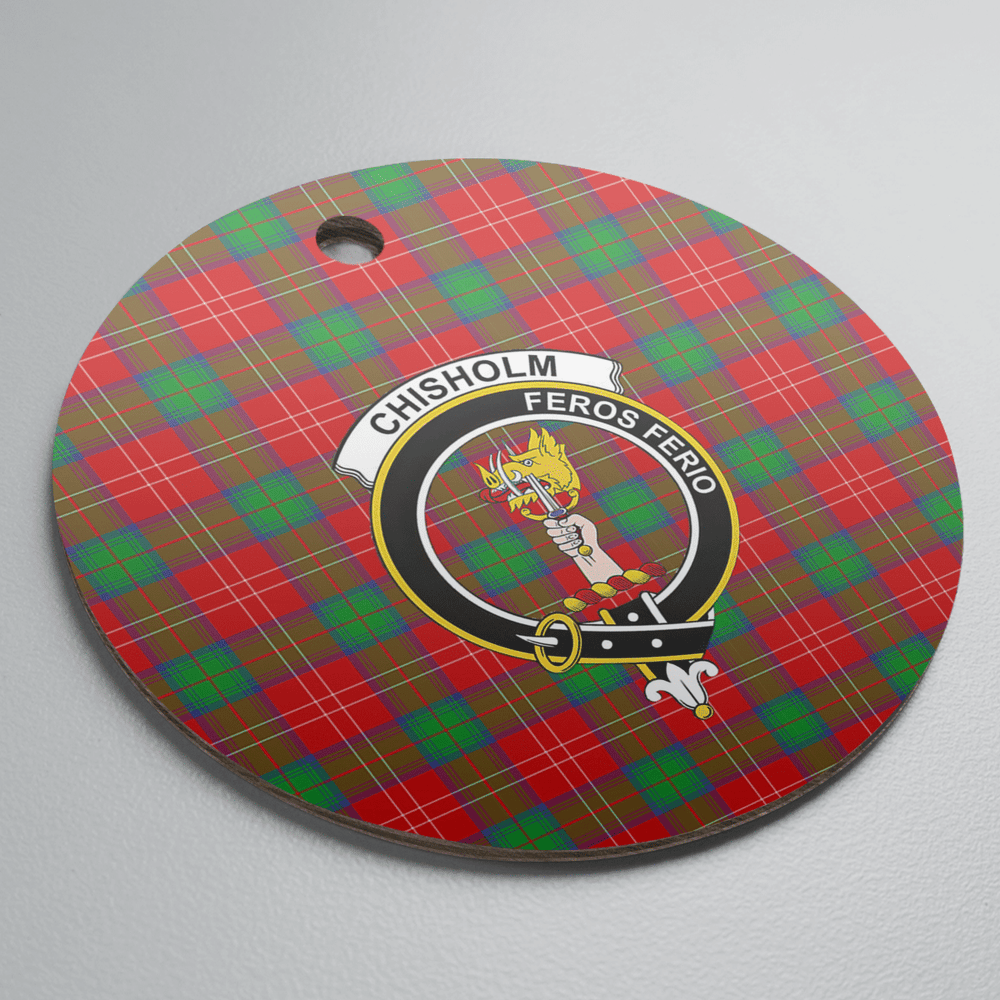 Clan Chisholm Tartan Crest Round Ceramic Ornament YC23 Chisholm Tartan Tartan Christmas
