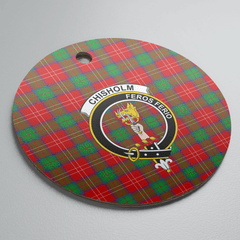 Clan Chisholm Tartan Crest Round Ceramic Ornament YC23 Chisholm Tartan Tartan Christmas