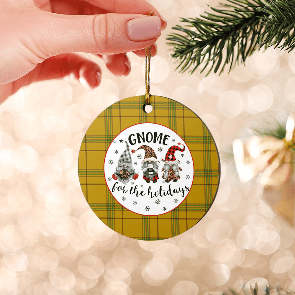 Clan Houston Tartan Tartan Crest Gnome Round Ceramic Ornament CE71 Houston Tartan Tartan Christmas