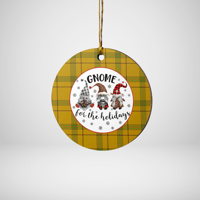Clan Houston Tartan Tartan Crest Gnome Round Ceramic Ornament