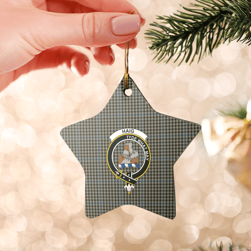 Clan Haig Check Tartan Crest Star Ceramic Ornament OH61 Haig Check Tartan Tartan Christmas