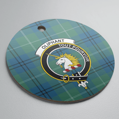 Clan Oliphant Ancient Tartan Crest Round Ceramic Ornament SI27 Oliphant Ancient Tartan Tartan Christmas