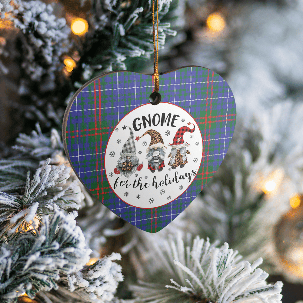 Clan Edmonstone Tartan Tartan Crest Gnome Heart Ceramic Ornament WM92 Edmonstone Tartan Tartan Christmas