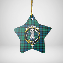 Clan MacCallum Ancient Tartan Crest Star Ceramic Ornament JA77 MacCallum Ancient Tartan Tartan Christmas