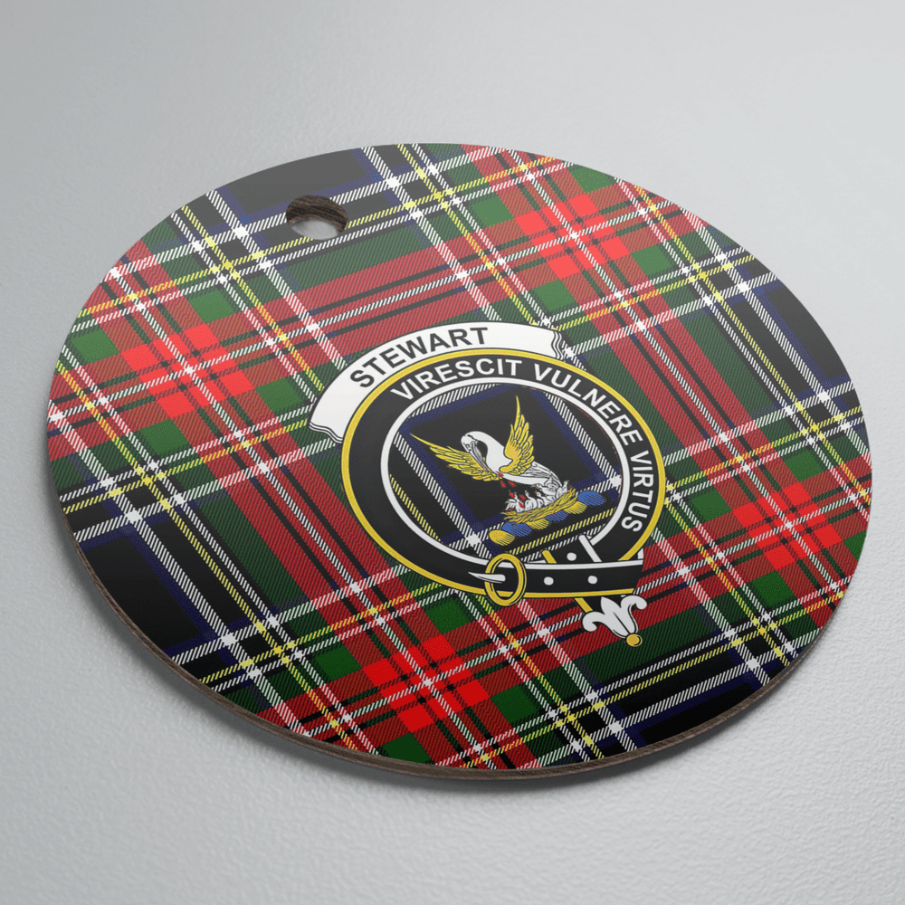 Clan Stewart Black Tartan Crest Round Ceramic Ornament YA31 Stewart Black Tartan Tartan Christmas
