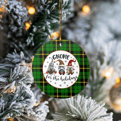 Clan Wallace Hunting Green Tartan Tartan Crest Gnome Round Ceramic Ornament US78 Wallace Hunting Green Tartan Tartan Christmas