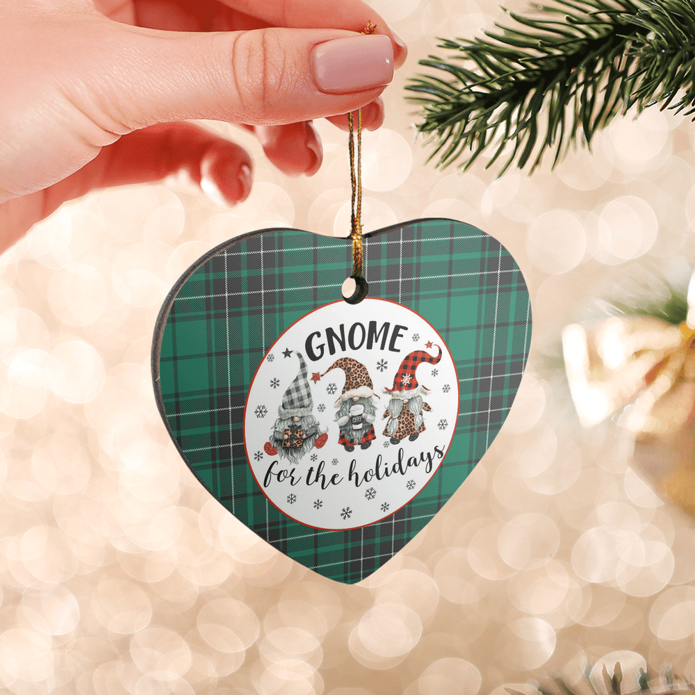 Clan MacLean Hunting Ancient Tartan Tartan Crest Gnome Heart Ceramic Ornament CH19 MacLean Hunting Ancient Tartan Tartan Christmas